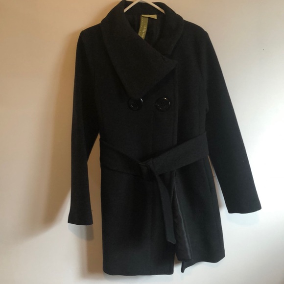 Soia & Kyo Charcoal Wool Belted Peacoat - Picture 5 of 16